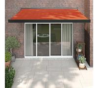 Store banne rétractable d'extérieur, motorisé/Manuel, Protection UV, résistant aux intempéries, 3,5 x 2,5 m, Orange/Marron, pour Balcon, terrasse ou Jardin.