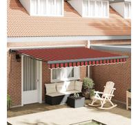 Store Banne Rétractable Extérieur, Toile Polyester Traitée PU et Structure Aluminium, Store de Terrasse et Balcon, Protection UV, Motorisé avec Télécommande, Couleur Orange et Marron,4 x 3 m