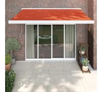 Store Banne Rétractable Extérieur, Toile Polyester Traitée PU et Structure Aluminium, Store de Terrasse et Balcon, Protection UV, Motorisé avec Télécommande, Couleur Orange et Marron,3 x 2.5 m