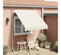 Store Banne Rétractable Manuel, Auvent de Terrasse en Polyester Renforcé PU, Résistant aux UV et Imperméable, Store Extérieur avec Manivelle Réglable, Stores Balcon et Jardin, Blanc Crème,200x120cm
