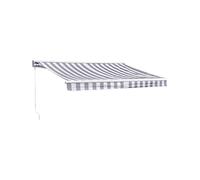 Happy Garden Store banne Saule 2,95 × 2,5m avec Semi-Coffre - Toile rayée Blanche/Grise et Structure Blanche