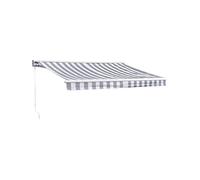 Happy Garden – Store banne Saule 2,95×2,5m Semi-coffre – Toile rayée blanc/gris – Structure blanche