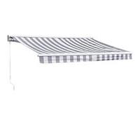 Happy Garden – Store banne Saule 2,95×2,5m Semi-coffre – Toile rayée blanc/gris – Structure blanche