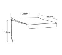 Happy Garden - Store banne manuel Saule - 2,95×2,5 m - Structure aluminium - Toile polyester - Gris