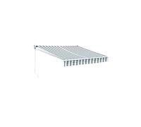 Happy Garden - Store banne Saule 2,95×2,5m - Structure aluminium - Toile polyester - Blanc/Gris