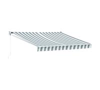 Happy Garden – Store banne Saule 3,5 × 3 m – Toile rayée blanc/gris – Structure blanche
