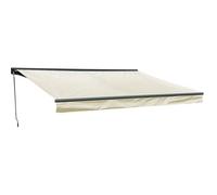 Store banne Saule de Dimensions 3,95 × 3m avec Semi-Coffre, Toile Beige et Structure Grise