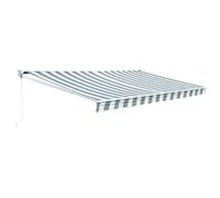 Happy Garden – Store banne Saule 3,95 × 3 m – Toile rayée blanche/grise – Structure blanche