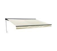 Store banne Saule de Dimensions 3,95 × 3m avec Semi-Coffre, Toile Beige et Structure Grise