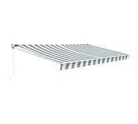 Happy Garden Store banne Saule 3,95 × 3m - Toile rayée Blanche/Grise et Structure Blanche