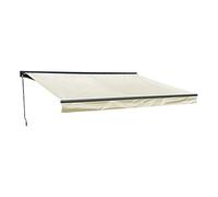 Store banne Saule de Dimensions 3,95 × 3m avec Semi-Coffre, Toile Beige et Structure Grise