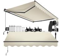 Store banne - TECTAKE - Brise-vue ORNELLA à bras articulé et support mural tissu déperlant et protection UV 250 x 200 cm - Beige