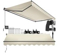 Store banne - TECTAKE - Brise-vue ORNELLA à bras articulé et support mural tissu déperlant et protection UV 300 x 250 cm - Beige