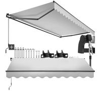 Store banne - TECTAKE - Brise-vue ORNELLA à bras articulé et support mural tissu déperlant et protection UV 300 x 250 cm - Gris