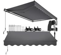Store banne - TECTAKE - Brise-vue ORNELLA bras articulé et support mural tissu déperlant protection UV 250 x 200 cm - Gris Foncé