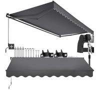 Store banne - TECTAKE - Brise-vue ORNELLA bras articulé et support mural tissu déperlant protection UV 300 x 250 cm - Gris Foncé