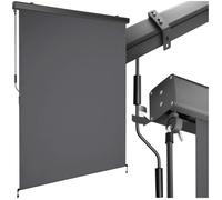 Store banne - TECTAKE - Brise-vue verticale ELOISE 2 supports muraux entretien facile avec manivelle 140 x 250 cm - Gris Foncé