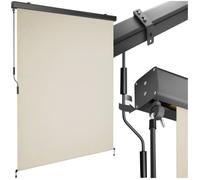 Store banne - TECTAKE - Brise-vue verticale ELOISE avec 2 supports muraux entretien facile avec manivelle 140 x 250 cm - Beige