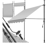 Store banne de jardin - TECTAKE - Store à pince sans perçage avec manivelle réglable en hauteur - Gris Clair - 150 x 180 cm
