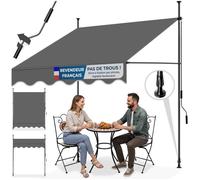 Store banne - TECTAKE - Store à pince sans perçage avec manivelle, réglable, protection UV et étanche, 150 x 180 cm - Noir/Gris
