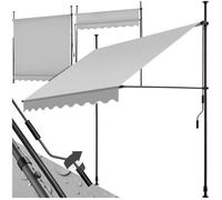 Store banne de jardin - TECTAKE - Store à pince sans perçage avec manivelle réglable en hauteur - Gris clair - 200 x 180 cm