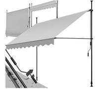 Store banne de jardin - TECTAKE - Store à pince sans perçage avec manivelle réglable en hauteur - Gris Clair - 250 x 180 cm