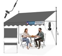 Store banne - TECTAKE - Store à pince sans perçage avec manivelle, réglable, protection UV et étanche, 300 x 180 cm - Noir/Gris