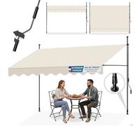 Store banne - TECTAKE - Store à pince sans perçage avec manivelle, réglable, protection UV et étanche, 350 x 180 cm - Beige