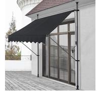pro.tec Store Banne Manuel Rétractable pour Terrasse Marquise Soleil de Balcon Auvent Téléscopique Hauteur et Inclinaison Réglable sans Perçage Acier Polyester 150 x 120 x 220-309 cm Noir