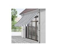 Store Banne Téléscopique Acier Polyester 200 x 120 x 220-309 cm Bleu Foncé Blanc pro.tec
