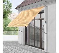 Store Banne Téléscopique Acier Polyester 250 x 120 x 220-309 cm Jaune Blanc