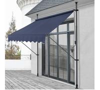 Store Banne Téléscopique Acier Polyester 350 x 120 x 220-309 cm Bleu Foncé