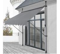pro.tec Store Banne Manuel Rétractable pour Terrasse Marquise Soleil de Balcon Auvent Téléscopique Hauteur et Inclinaison Réglable sans Perçage Acier Polyester 350 x 120 x 220-309 cm Gris Ardoise