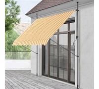 Store Banne Téléscopique Acier Polyester 350 x 120 x 220-309 cm Jaune Blanc pro.tec Blanc G