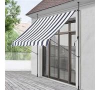 Store Banne Téléscopique Acier Polyester 400 x 120 x 220-309 cm Bleu Foncé Blanc [pro.tec]