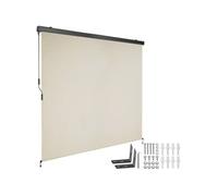 Store banne - TECTAKE - Brise-vue verticale ELOISE avec 2 supports muraux entretien facile avec manivelle 200 x 250 cm - Beige