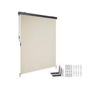 Store banne - TECTAKE - Brise-vue verticale ELOISE avec 2 supports muraux entretien facile avec manivelle 140 x 250 cm - Beige