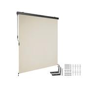 Store banne - TECTAKE - Brise-vue verticale ELOISE avec 2 supports muraux entretien facile avec manivelle 160 x 250 cm - Beige