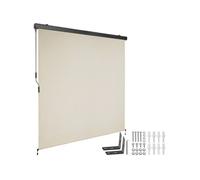 Store banne - TECTAKE - Brise-vue verticale ELOISE avec 2 supports muraux entretien facile avec manivelle 180 x 250 cm - Beige