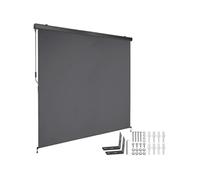 Store banne - TECTAKE - Brise-vue verticale ELOISE 2 supports muraux entretien facile avec manivelle 200 x 250 cm - Gris Foncé