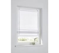 Store Bateau Bente Blanc Modern, Volant décoratif, avec oeilets et Crochets, sans perçage, Blanc 100 x 140 cm