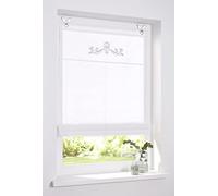 Store Bateau Coton Blanc oeillet Kessy Crown Broderie Gris Style Shabby Vintage 60 x 140 cm (LxH)