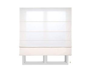 Store Bateau Lin tamisant avec Baleines pour fenêtres 120x250 cm Blanc | Installation facile au mur ou au plafond. Filtre la lumière. Store romain en lin pour salon chambre cuisine StoresDeco