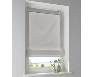 Store bateau Stig en 100% coton gris uni, occultant, montage sans perçage, avec crochet de fenêtre, Largeur 100 x Hauteur 140 cm