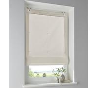 Store bateau Stig en 100 % coton - Naturel uni - Opaque - Montage sans perçage - Avec crochets de fenêtre - Largeur 80 x hauteur 140 cm