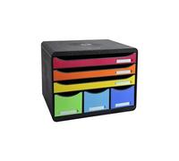 Exacompta - Réf. 306798D - STORE-BOX - Caisson 6 tiroirs, 3 tiroirs pour documents A4+ et 3 tiroirs fins hauts - Dimensions extérieures : Profondeur 27 x largeur 35,5 x Hauteur 27,1 cm- noir/arlequin