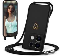 Store-Coque Avec Cordon Pour Xiaomi 14t Pro,Coque De Cellulaire Corde Silicone Étui En Motif Coeur Avec Réglable Collier Téléphone Chaîne Lanyard Case Housse Pour Xiaomi 14t Pro,Noir