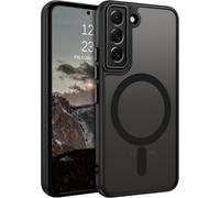 Store-Coque Pour Samsung Galaxy S22 6.1"" Compatible Avec Magsafe,Galvanoplastie Caméra Hybrid Magnétique Case Étui Translucide Mat Arrière Protection Housse Fine Antichoc Dos Anti Rayures,Noir