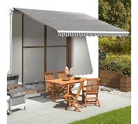 Store d'auvent Toile Store banne en Toile Tissu de Remplacement pour auvent, Anthracite et Blanc 4x3 m (Cadre Non Inclus)