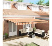 Store de balcon, brise-vue de jardin, store de terrasse, store latéral, store rétractable jaune et orange, 500 x 350 cm, tissu pour café, extérieur, véranda, montage facile